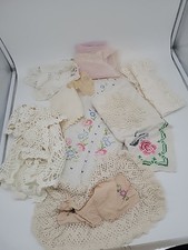 Lot of 10 VTG Crochet Lace Embroidered Linens Table Scarves Dollie Flowers