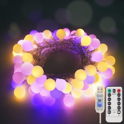 33FT 100LED Globe String Lights USB Multicolor with Remote | Colorful Globe L...