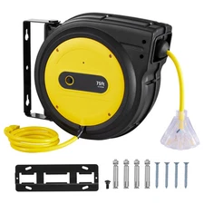 Retractable Extension Cord Reel Power Cord Reel 75FT 14AWG/3C SJTOW