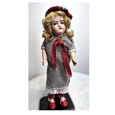 Antique French Montreuil Bisque Doll DL Fixed Glass Eyes Open Mouth 36cm, c.1900