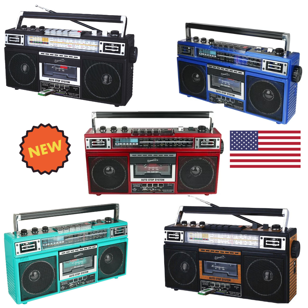 NEW Supersonic Boombox Portable 4-Band Radio Cassette Record
