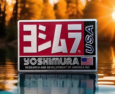 Yoshimura USA Shapeable Aluminum Exhaust Badge 1.1mm Thick. Size: 4 X 2.5 inch