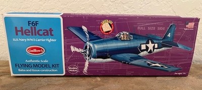 Guillow's Grumman F6F Hellcat Balsa Wood Model Airplane Kit, WWII Plane  GUI-503