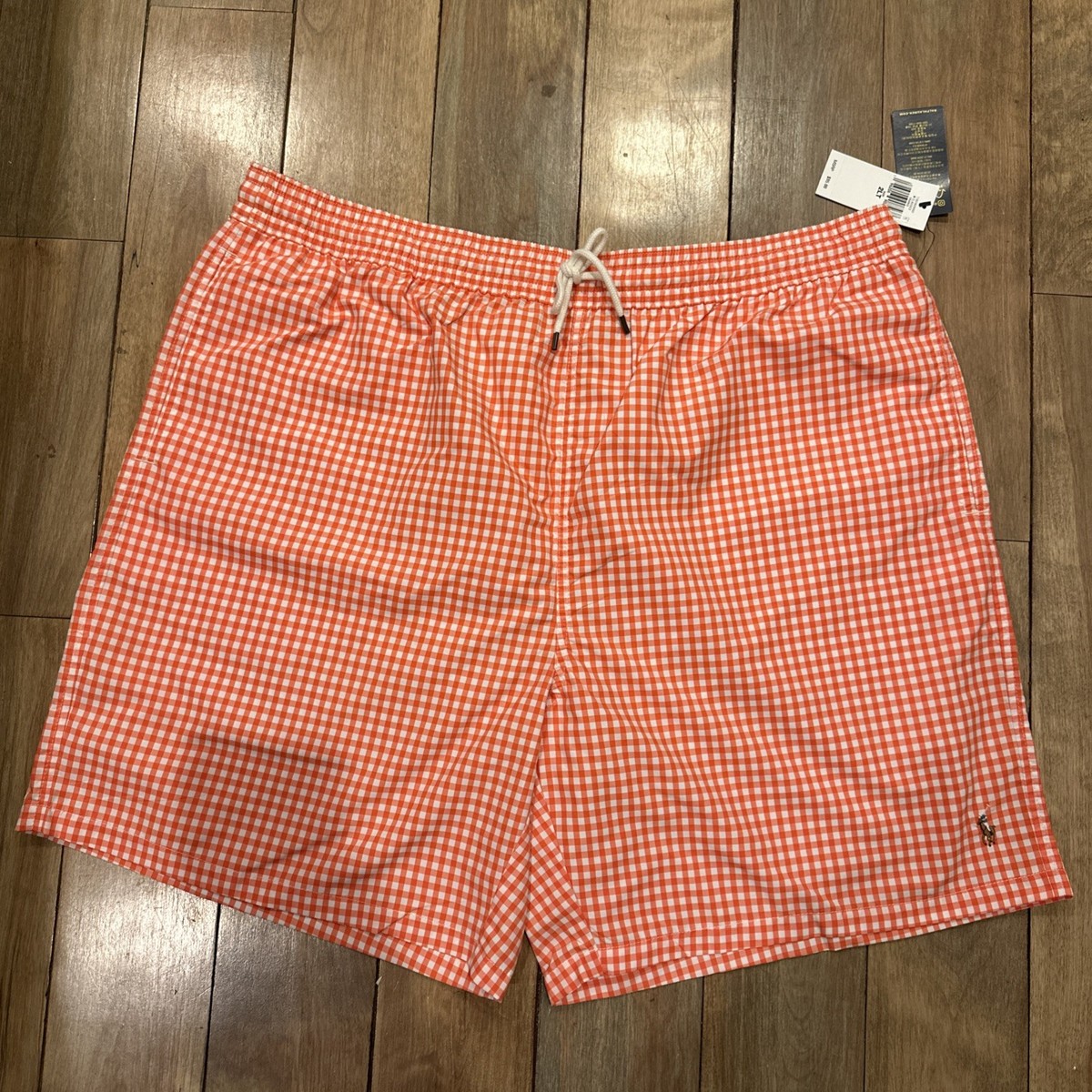POLO Ralph Lauren Swim Trunks Men's 3XLT Orange Check Gingham