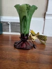 Vintage Hummingbird Tiffany Style Lamp Night Light Tulip Fluted Glass Works