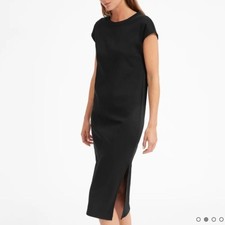 NEW Everlane The Luxe Cotton Side-Slit Tee Dress Small Black Sustainable