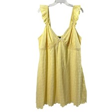 Womens Sundress Size XXL Butter Yellow Babydoll Eyelet Lace Cottagecore Summer