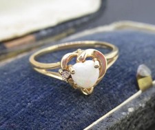 Womens 6.25 Ring 10K Yellow Gold Fire Opal Di...