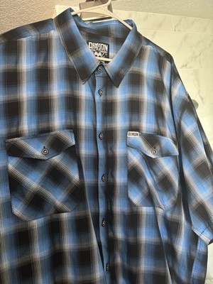 Dixxon Flannel Company Atlantic Blue/Black Plaid Bamboo SS Button-Up 5X