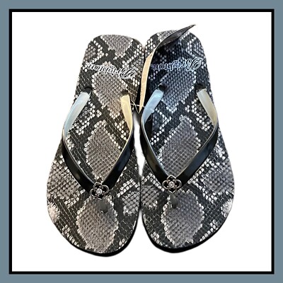 Brighton VIPER BLACK SNAKE TOLEDO Flip Flops Size 6M MSRP