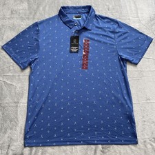 PGA Tour Golf Polo Shirt XL Men  s NWT Performance Clubs Pattern Blue Athletic