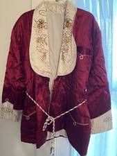 1950s Korean War Quilted Souvenir Smoking Jacket w/detailed Embroidered Dragon