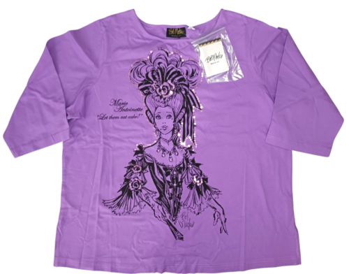 Bob Mackie Wearable Art Purple Embellished Marie Antoinette T-Shirt Size 1X NWT