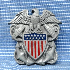 US Navy Eagle Belt Buckle Any Time Baby Vtg 90s Great American Products  .BMW829