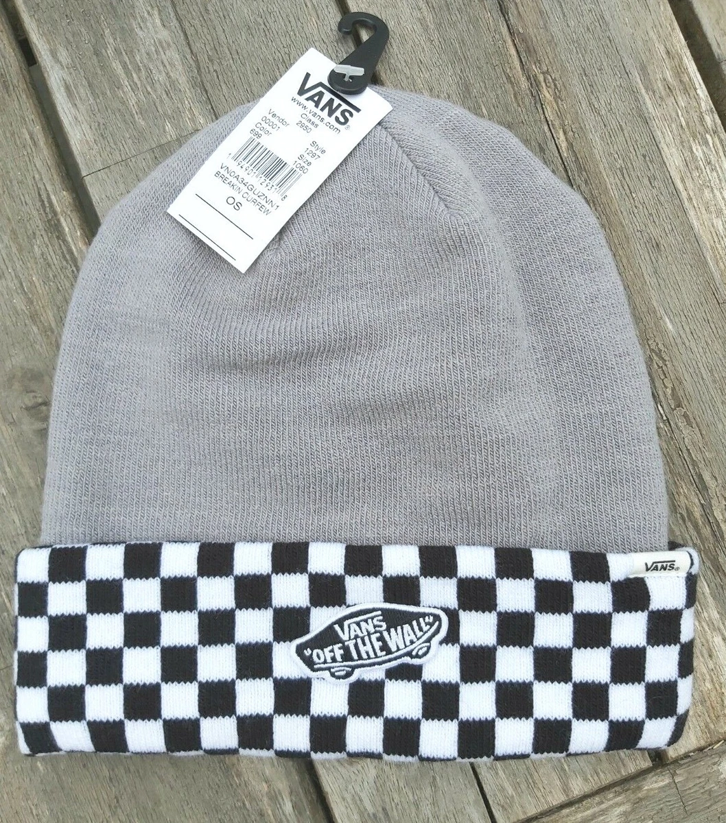 Genuine VANS Grey Black White Checked Cuff BEANIE UNISEX V154