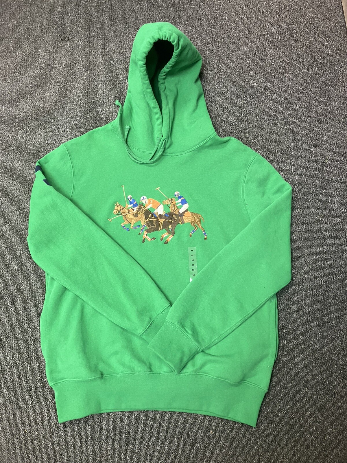 Felpa con cappuccio Polo Ralph Lauren Polo verde triplo pony uomo