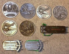 Lot 9 Vintage John Deere Christmas-Holiday Ornaments-Pewter-Brass-1991-2003