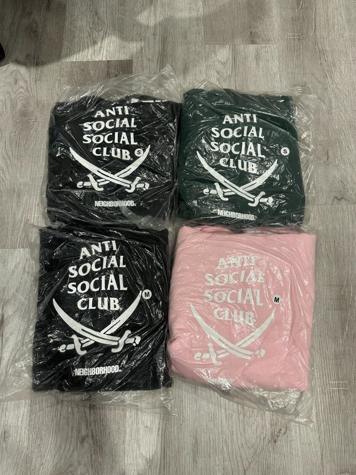 ASSC x Neighborhood Hoodie 6IX Black Green Pink S M anti social social club