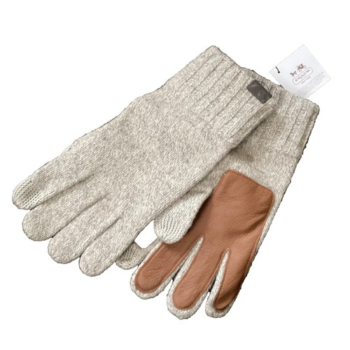 Coach Signature Knit Hat & Gloves Set Ivory metallic silver Set NWT Ribbed Knit Men main image 3