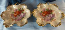 Set Lot 2 Victorian Style Bowls Dishes Plates Fruit & Flowers NO MARKINGS 7"