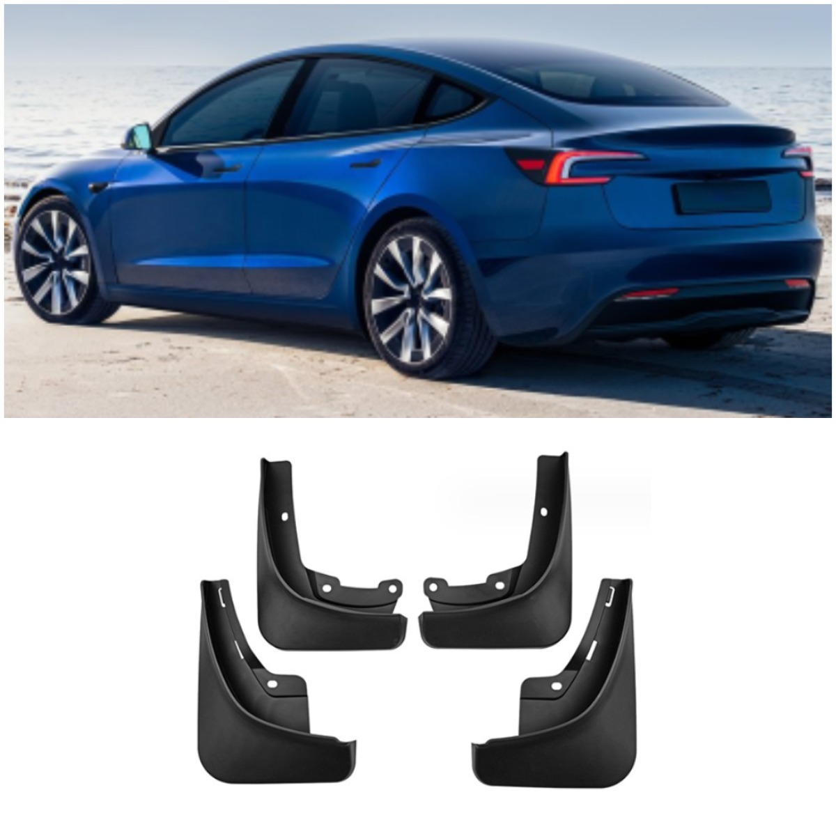 Mud Flaps Fender Splash Guard Protect For 2023-2024 Tesla Model 3 Sedan 4-Door-image