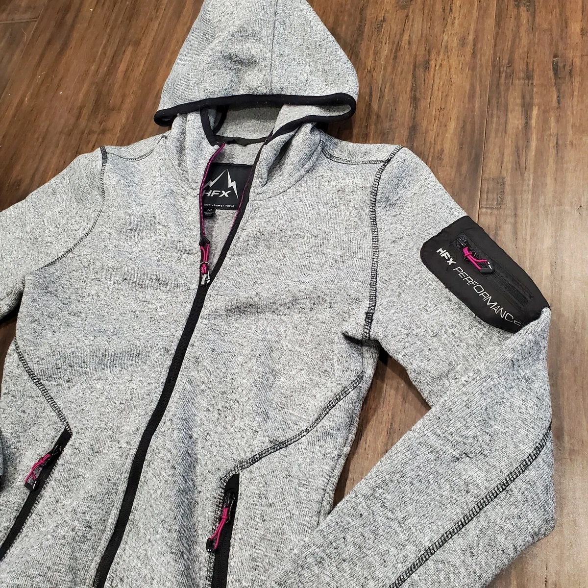 HFX High Performance Full Zip Hoodie in Heather Gray Women Size M Heavy Duty
