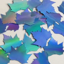 Maple Leaf Sequin 1.25" Light Blue Lazersheen Rainbow Metallic Made in USA