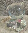 Fenton Bear Figurine, October Birthstone Clear Glass Bear W/Pink Heart W/ Tag