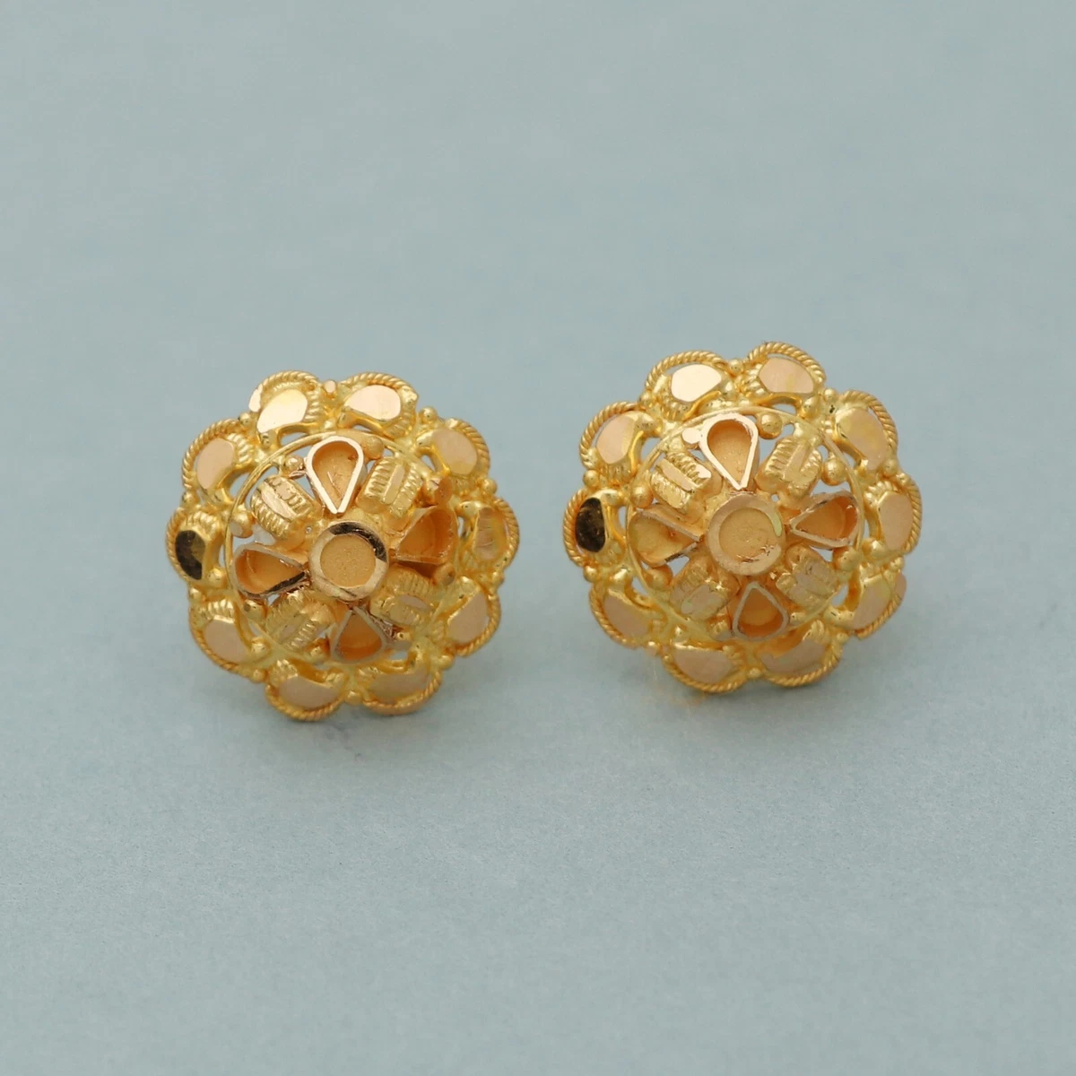 24K Pure Gold Stud Earrings:Golden Swirl Collection – Prima Gold Official