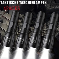 4 Pack Super-Bright LED Tactical Military Flashlight Torch 5 Modes Zoomable Lamp