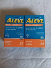 2 Aleve Back & Muscle Pain Reliever Naproxen Sodium Tablets 24 Ct Exp 10/27