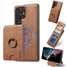 Detachable Wallet Magnetic Case w/ Metal Stand For Galaxy S25 Ultra/S24/A55/A34