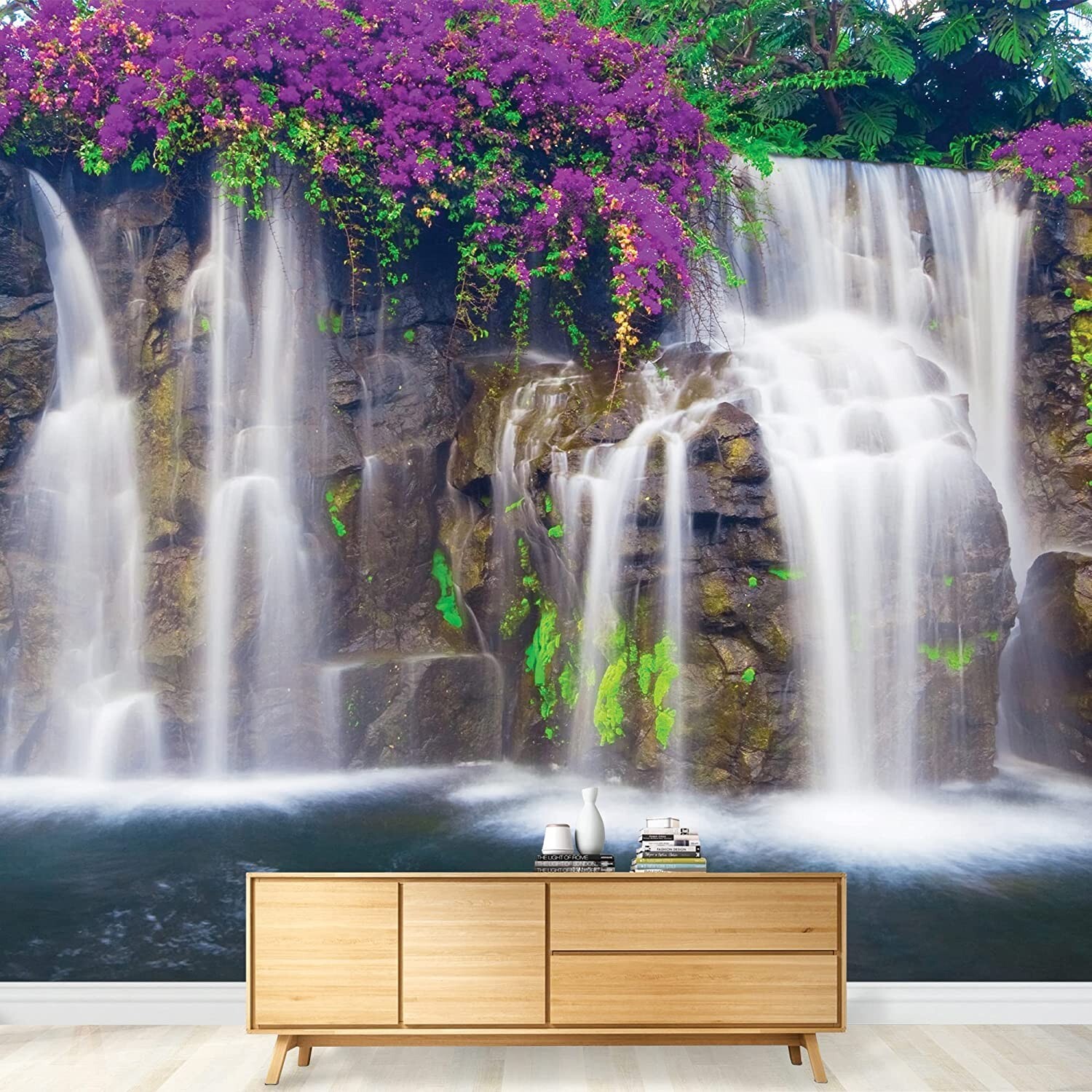 66"x96" - Large Self-Adhesive Waterfall Landscape Wall Mural Wallpaper ...