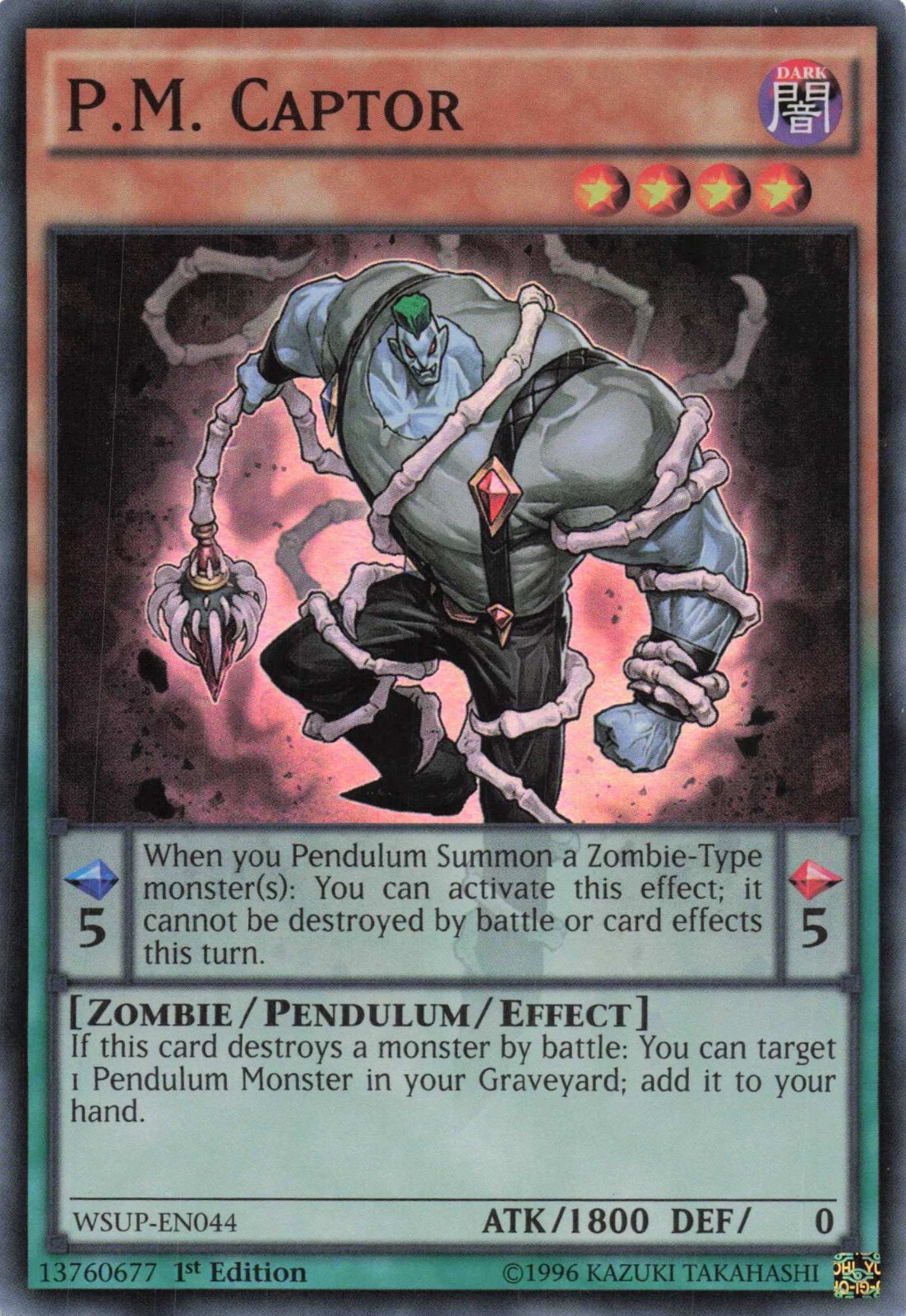WSUP-EN044 P.M. Captor Super Rare 1st Edition YuGiOh Card