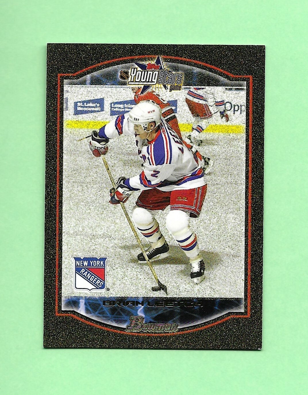 02-03 Bowman GOLD LIMITED YOUNG STARS Card # 42 BRIAN LEETCH /250 NY RANGERS