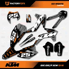 Gray & Orange 6 Nights Graphics Kit fits KTM 13-16 EXC EXC/F XCW 125 250 300 450