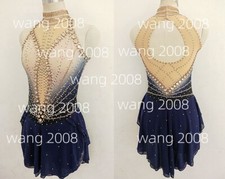 Figure Skating Competition Dress Ice Skating Dress Girl blue Halo dyeing