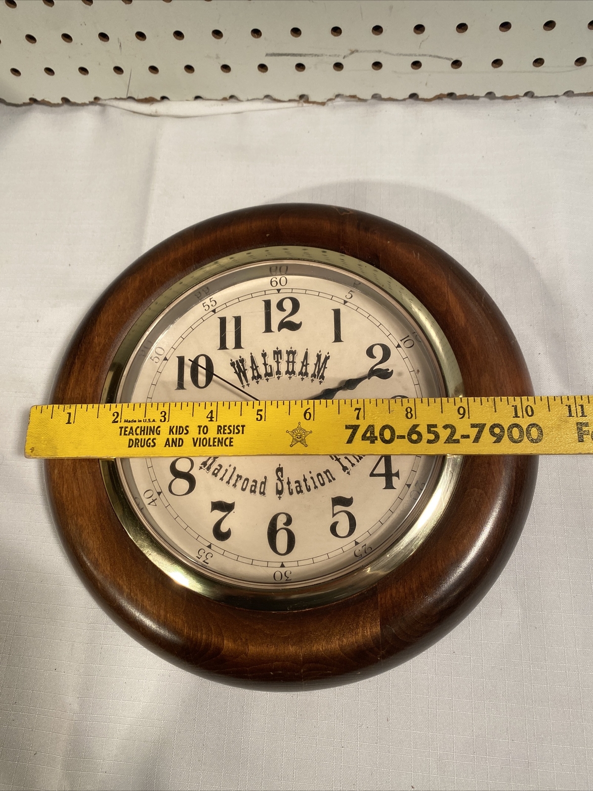 Vintage Waltham Railroad Station Wall Time Clock Wooden Round Frame Battery eBay