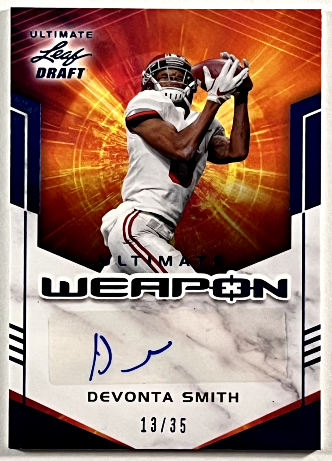 2021 DEVONTA SMITH ROOKIE AUTO /35 LEAF ULTIMATE WEAPON #UW-DS2