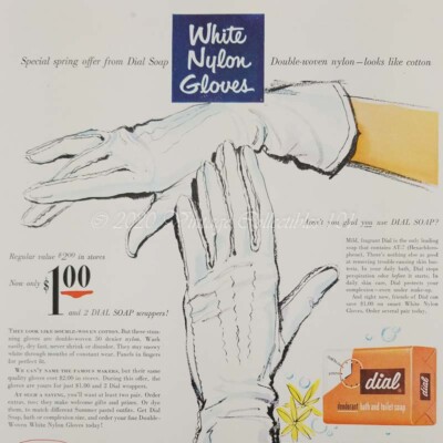 1954 Dial Hand Soap White Nylon Glove Offer photo art decor vintage print ad