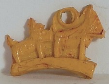 2 SCOTTIE DOGS ON ARCH CELLULOID CHARM YELLOW