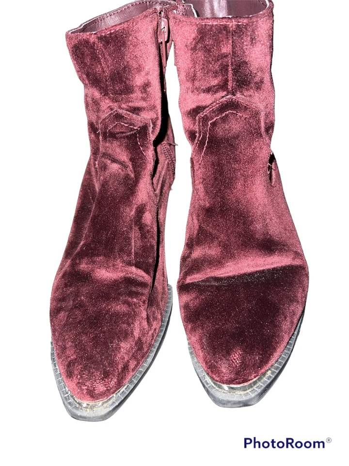 Botín Forever 21 color vino terciopelo granate mujer talla 6 botín Foto 3 de 4