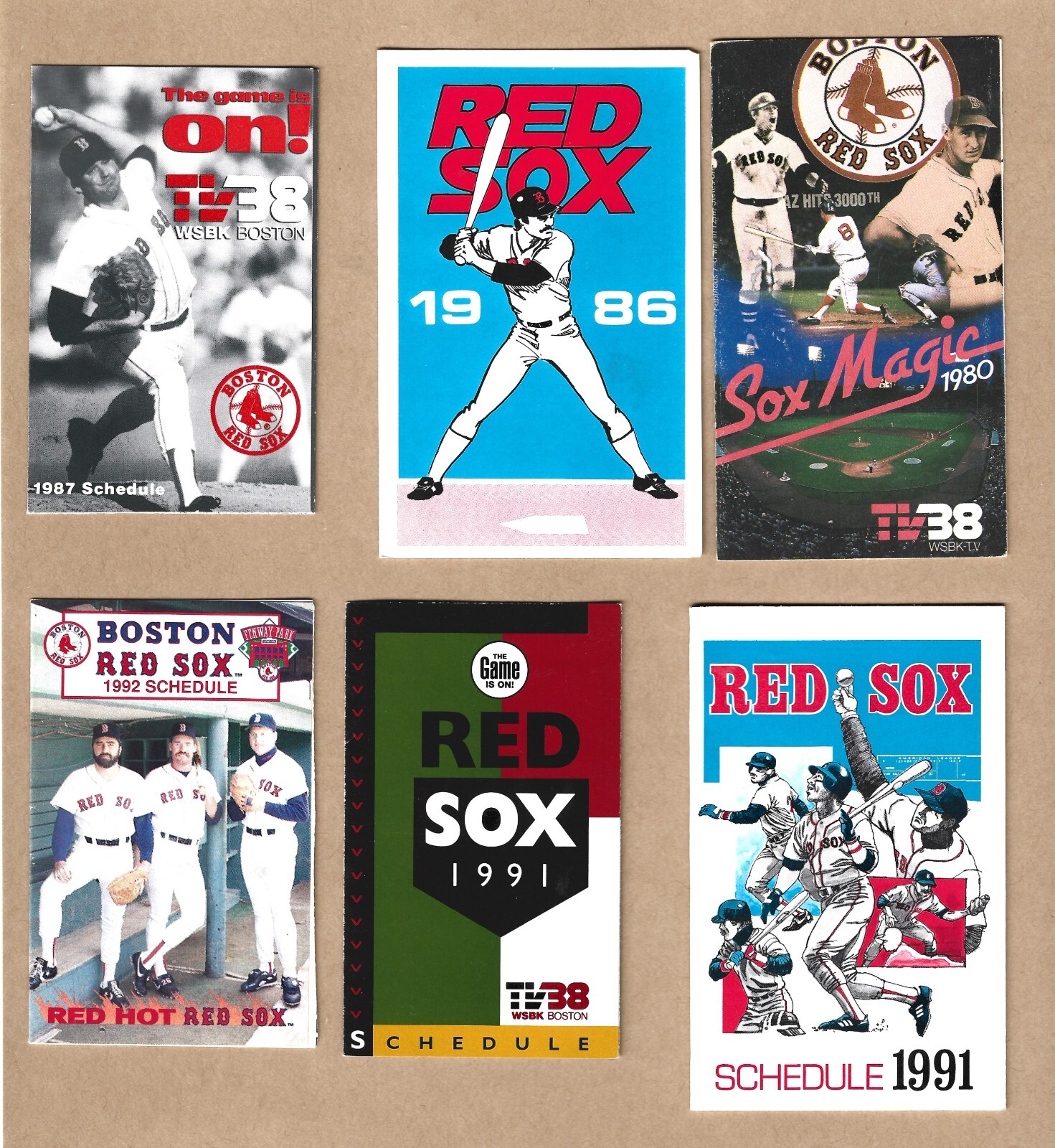 Boston Red Sox Baseball schedules 6 schedules * 1980 1992* No