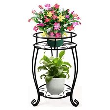 19'' Plant Stand 2 Tier Metal Potted Holder Rack Flower Pot Shelf Rustproof USA