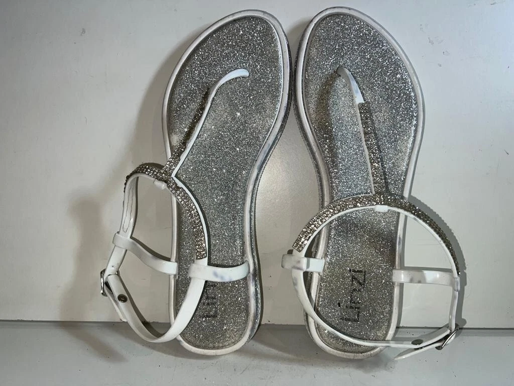 LINZI WOMEN S SILVER DIAMANT STRAPPY FLAT SANDALS UK SIZE 5 EUR