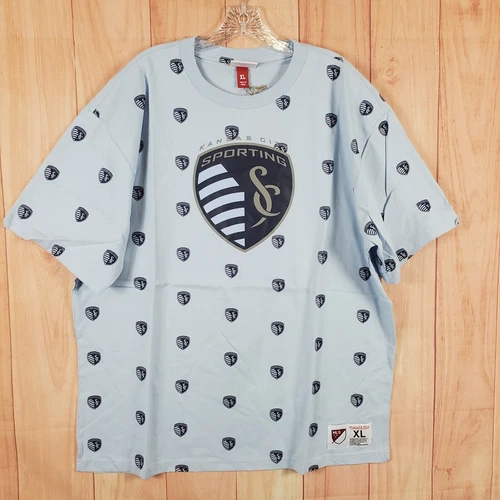 Mitchell & Ness Mens T-Shirt XL Light Blue Short Sleeve MLS Sporting Kansas City