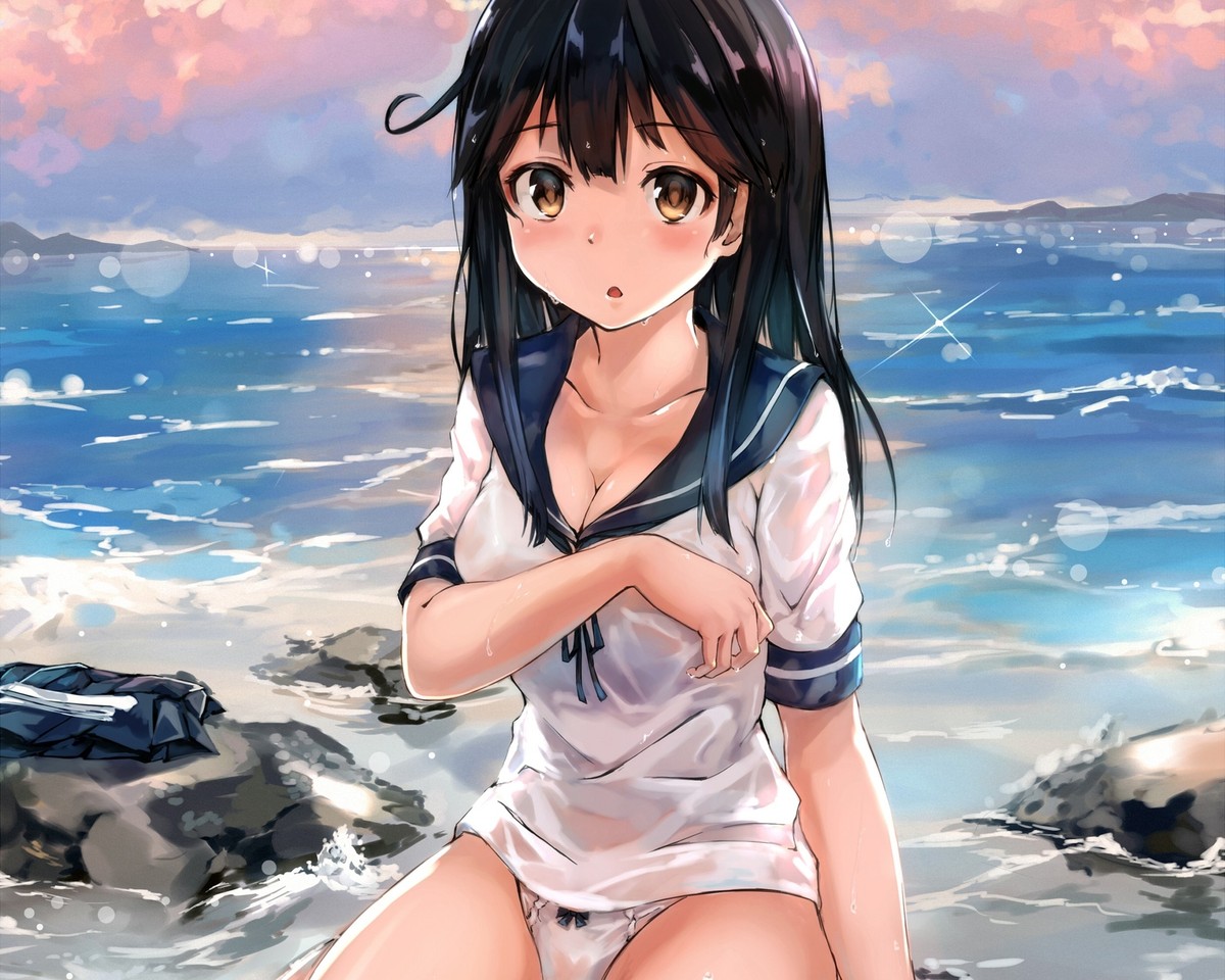 sexy anime wet clothes Anime girls ushio cleavage water wet kantai collection Custom Gaming Mat  Desk