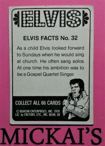 1978 ELVIS PRESLEY TRADING CARD #32 - DONRUSS SERIES - THE KING OF ROCK & ROLL - Picture 2 of 2