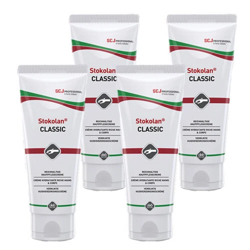 SC JOHNSON 4x STOKO® Stokolan® Classic 100ml Tube Haut- + Handcreme Creme Salbe Silikonfrei