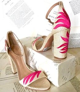 raffia sandals heels